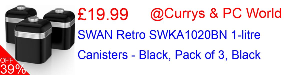 39% OFF, SWAN Retro SWKA1020BN 1-litre Canisters - Black, Pack of 3, Black £19.99@Currys & PC World